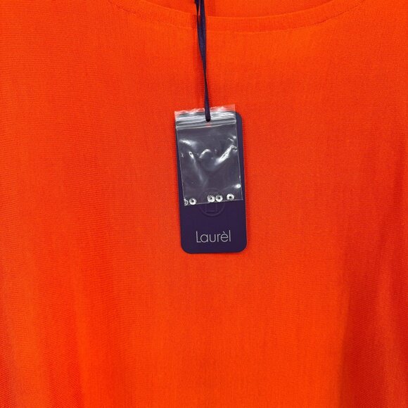 Laurel  Womens silk Orange sweater Top poncho Sequin Trim size medium new - Picture 8 of 15